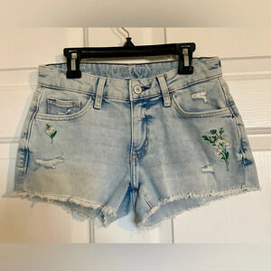 Arizona Jean Co Blue High Rise Embroidered Daisy Jeans Size 3